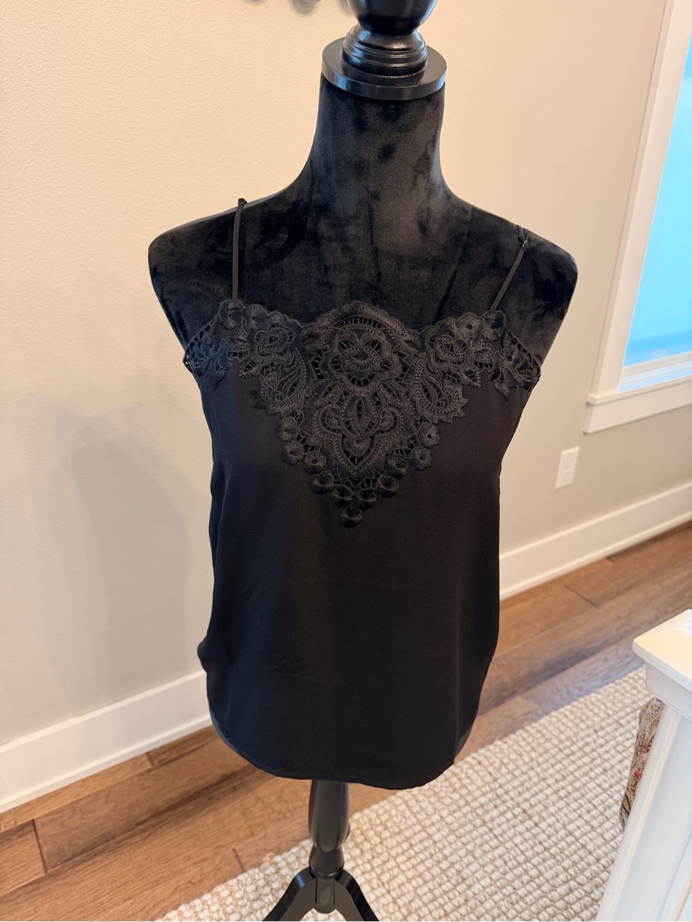 CAbi Black Lace-Front Camisole